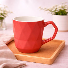 Geometric Pink  Ceramic Mug – Diamond Embossed Modern Coffee & Tea Cup - Habitt