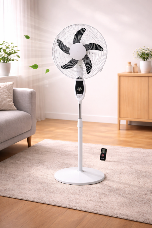 Sanford Rechargeable Stand Fan 18 Inch with Remote Control, LED Light & 9 Speed Settings – Powerful Cooling Fan (SF6600RSFN) - Habitt