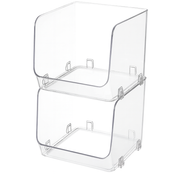 Large Acrylic Stackable Storage Basket – Clear Multi-Purpose Organizer for Kitchen, Pantry & Home Shelves (Small/Large) - Habitt