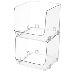 Large Acrylic Stackable Storage Basket – Clear Multi-Purpose Organizer for Kitchen, Pantry & Home Shelves (Small/Large)