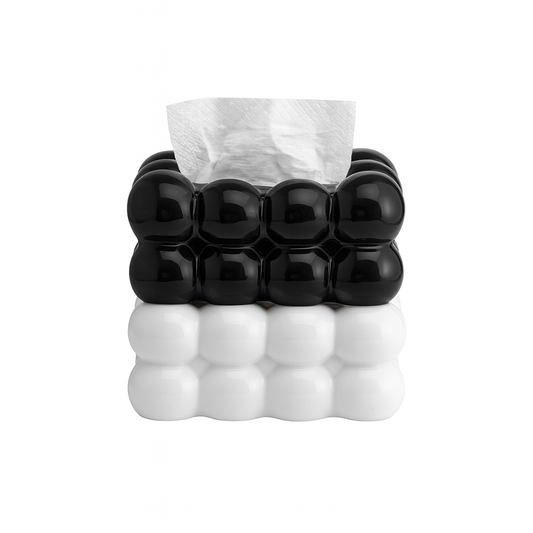 Bubble Tissue Box – Modern Decorative Tissue Holder (Black & White Set)