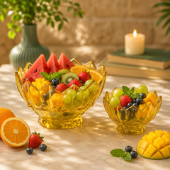 Amber-Tinted Crystal-Cut 7-Piece Fruit Bowl Set – 200/105 mm Bowls