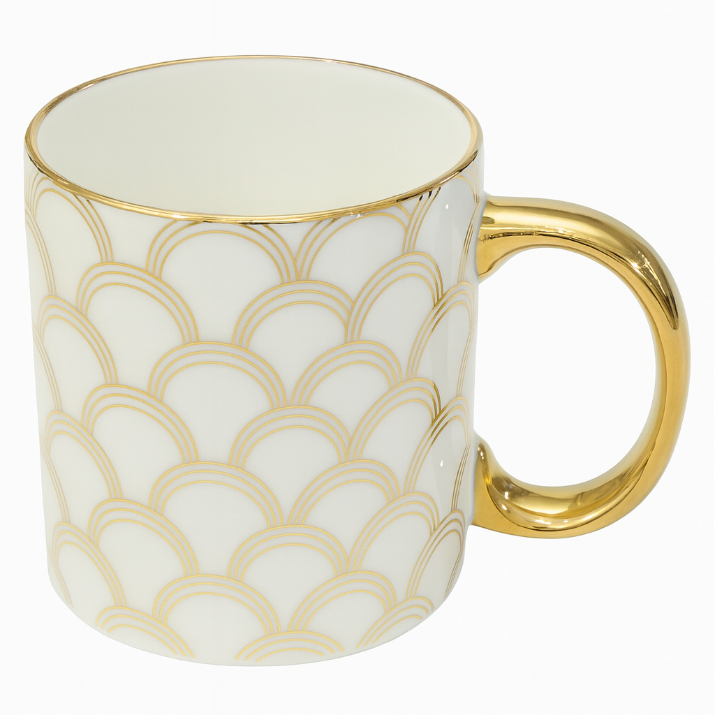 Luxury Gold Handle Mug – Elegant Patterned Design