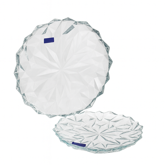 Elegant Clear Pressed-Glass 7-Piece Cake & Dessert Plate Set – 337/178 mm Plates