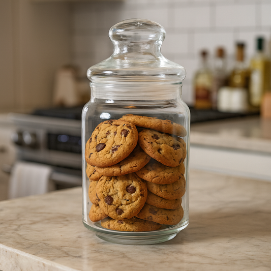 Clear Pressed-Glass Storage Jar with Lid – 430 ml Airtight Kitchen Container