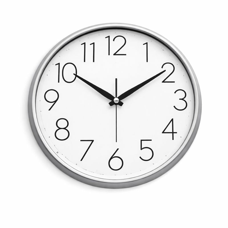 HERITAGE Wall Clock – Squat Big | 15.25 Inch (Silver Plastic Frame)