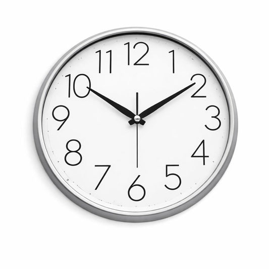 HERITAGE Wall Clock – Squat Big | 15.25 Inch (Silver Plastic Frame)