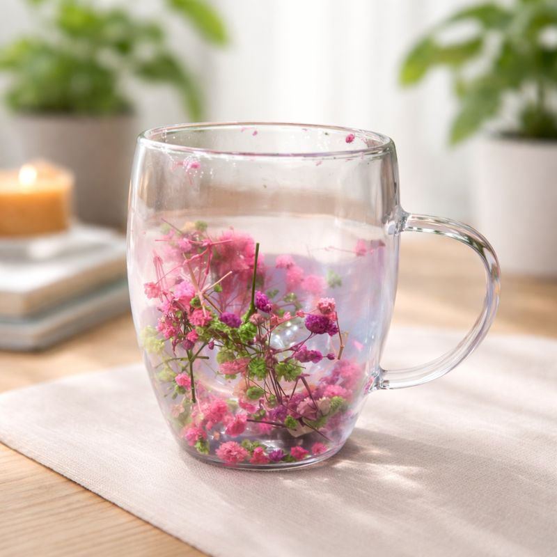 Decorative Double-Wall Glass Coffee Mug – Transparent Heat-Resistant Tea Cup - Habitt