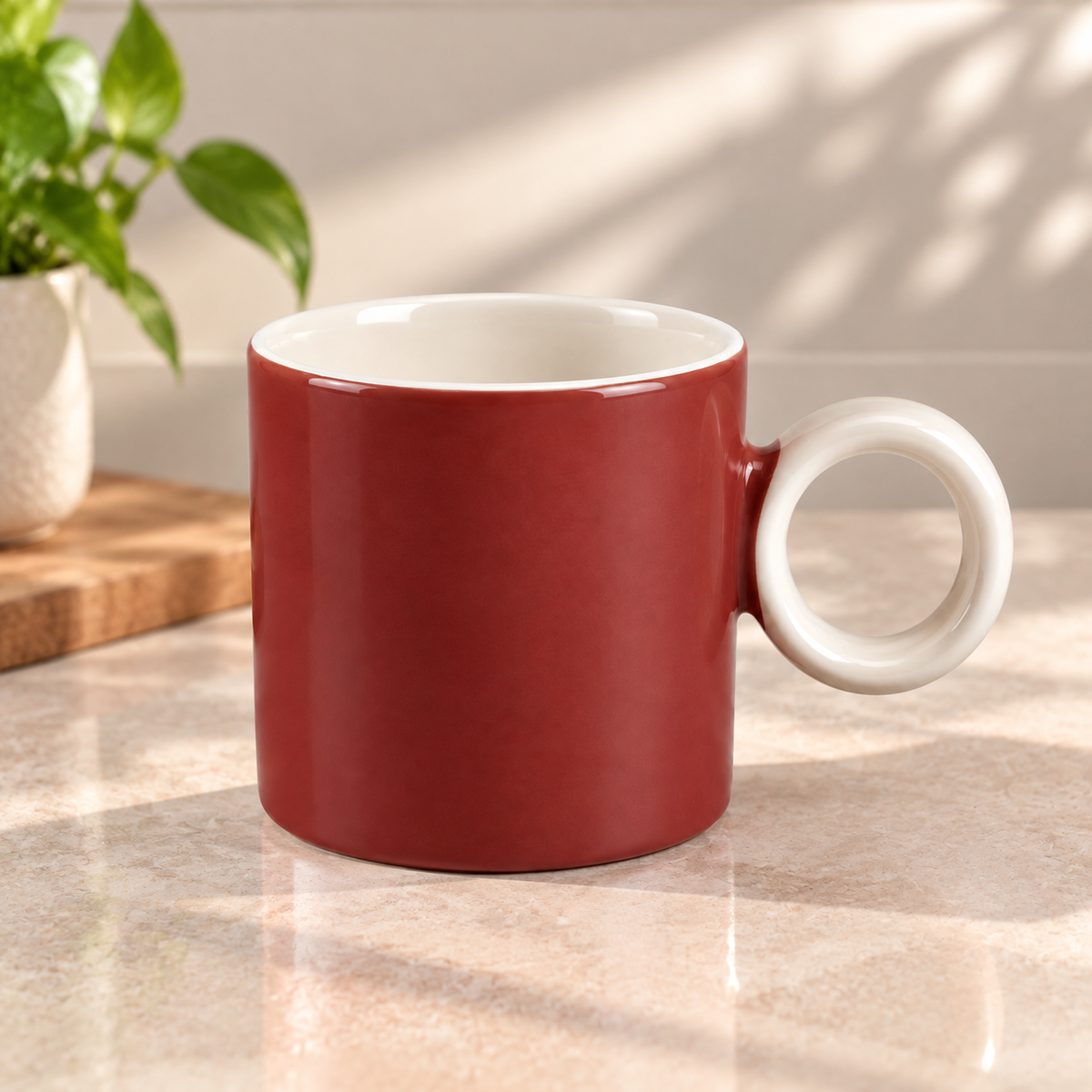 Ring Handle Mug Brown | Ceramic Coffee Cup