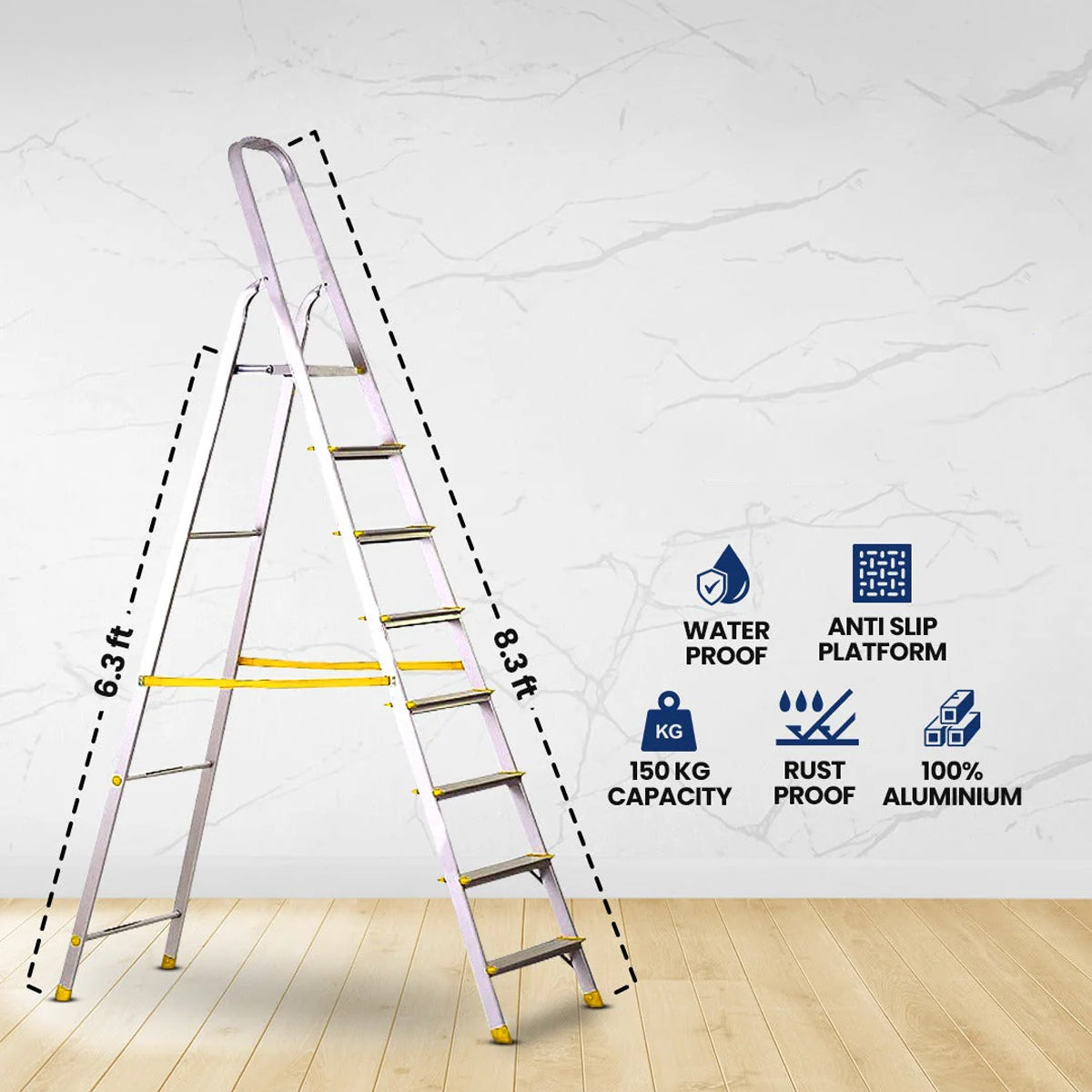 Lucky Home 8 Step Aluminum Ladder LP 8