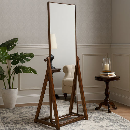 Aura Full-Length Wooden Standing Mirror – Elegant Adjustable Floor Mirror