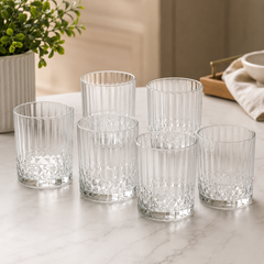 Premium Crystal Pattern Tumbler Glass 350 ml – Elegant Everyday Glass for Water, Juice & Soft Drinks
