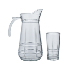 Smoke-Tinted 7-Piece Water Set – Elegant Jug with Matching Tumblers (Pressed Glass)