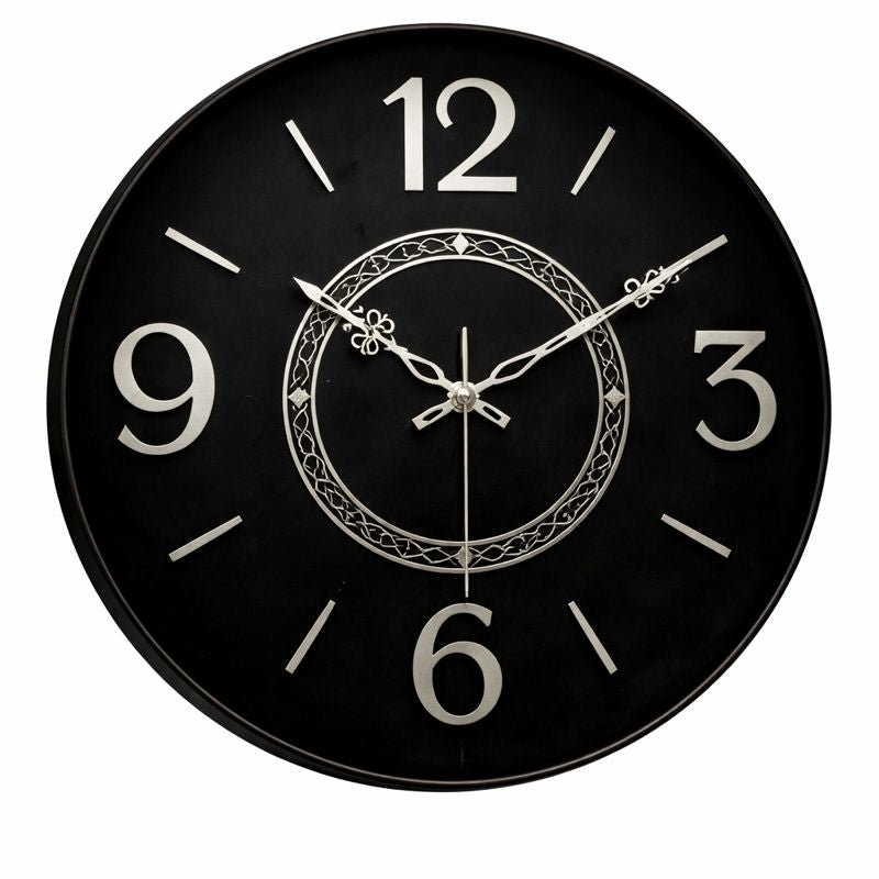 Heritage Bradford Wall Clock 14.5 Inch – Sleek Black Dial with Silver Accents & Modern Heritage Design (Plastic) - Habitt