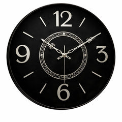 Heritage Bradford Wall Clock 14.5 Inch – Sleek Black Dial with Silver Accents & Modern Heritage Design (Plastic) - Habitt