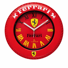 Little Racer Heritage Wall Clock 12.5 Inch – Red Sports Car Theme Wall Clock with Tire Frame & Roman Numerals - Habitt