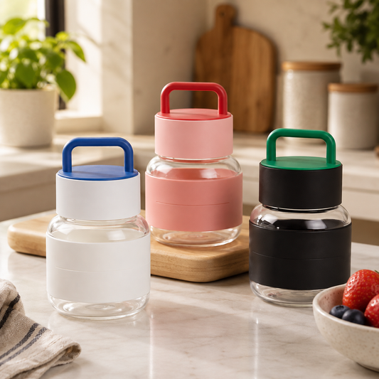 Modern Plastic Level Cup with Handle – Portable Leakproof Water Bottle in Pink, Black & White