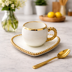 Ceramic Heart Shaped Cup & Saucer Set 100ML – Small Tea & Coffee Cup