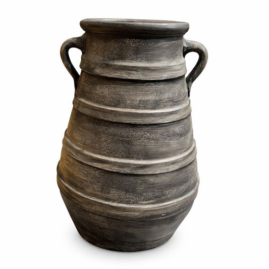 Handcrafted Rustic Ceramic Vase with Dual Handles – Vintage Farmhouse Decorative Pot