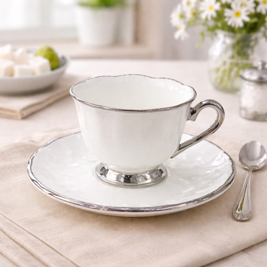Elegant Silver Rim Tea Set - Habitt