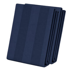 Blue Stripe Double Bedding Set of 6 Satin