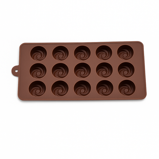 Silicone Spiral Chocolate Mold with 12 Cavities — Flexible, Non-Stick & Box Packed