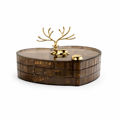 3 Layer Rotating Jewellery Box – Elegant Organizer with Deer Handle