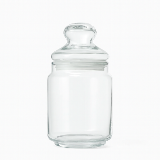 Clear Pressed-Glass Storage Jar with Lid – 750 ml Airtight Kitchen Container (1 Piece)