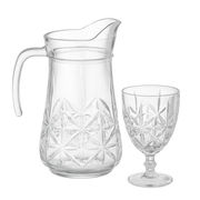 Star-Cut Premium Glass Water Set – 7-Piece Set (1.2 L Jug + 340 mL Stemmed Glasses) - Habitt