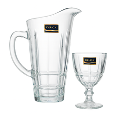 Premium Clear Glass Water Set – 7-Piece Set (1.2 L Jug + 340 mL Stemmed Glasses) - Habitt