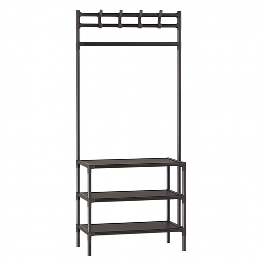 3-Tier Corner Coat Rack – Clothing Organizer with Hanging Rod & Storage Shelves