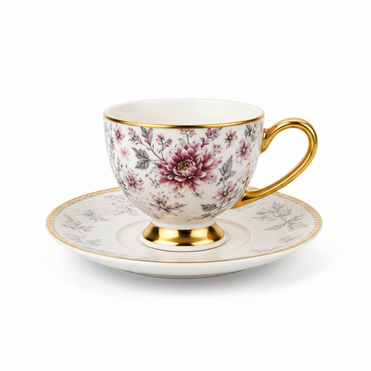 12 PCS Heritage Cup & Saucer Set – Elegant Tea & Coffee Serving Collection