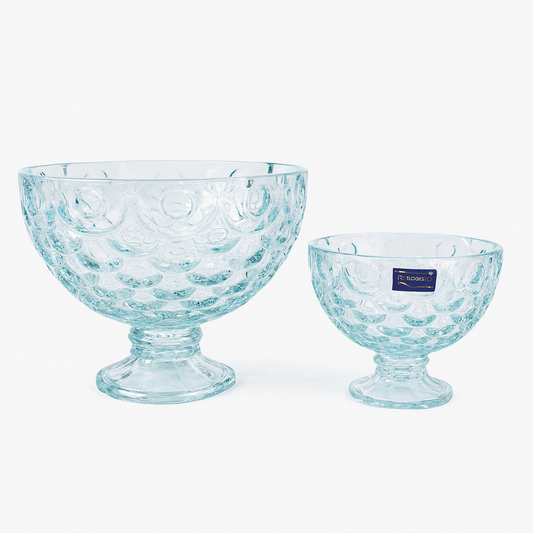 Clear Textured Pressed-Glass Ice Cream Bowl Set – 7 Pieces (1 × 221/110.5 mm Small Bowls)