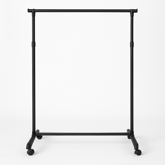 Single Pole Clothes Rack – Adjustable Garment Stand with Wheels