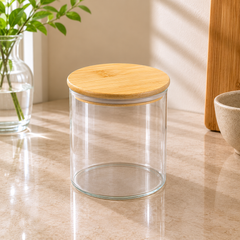 685ML Transparent Storage Jar with Wooden Cap | Kitchen Storage Container