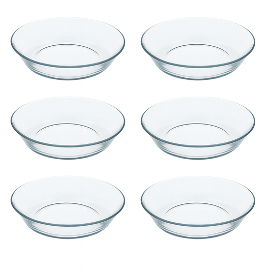 Clear Pressed-Glass 228 mm Soup/Salad Plate Set – 6-Piece Dining Set
