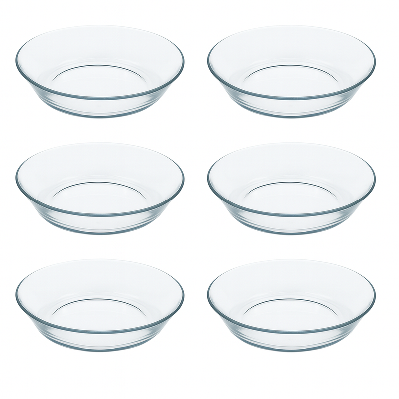 Clear Pressed-Glass 228 mm Soup/Salad Plate Set – 6-Piece Dining Set - Habitt