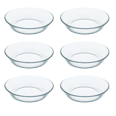 Clear Pressed-Glass 228 mm Soup/Salad Plate Set – 6-Piece Dining Set