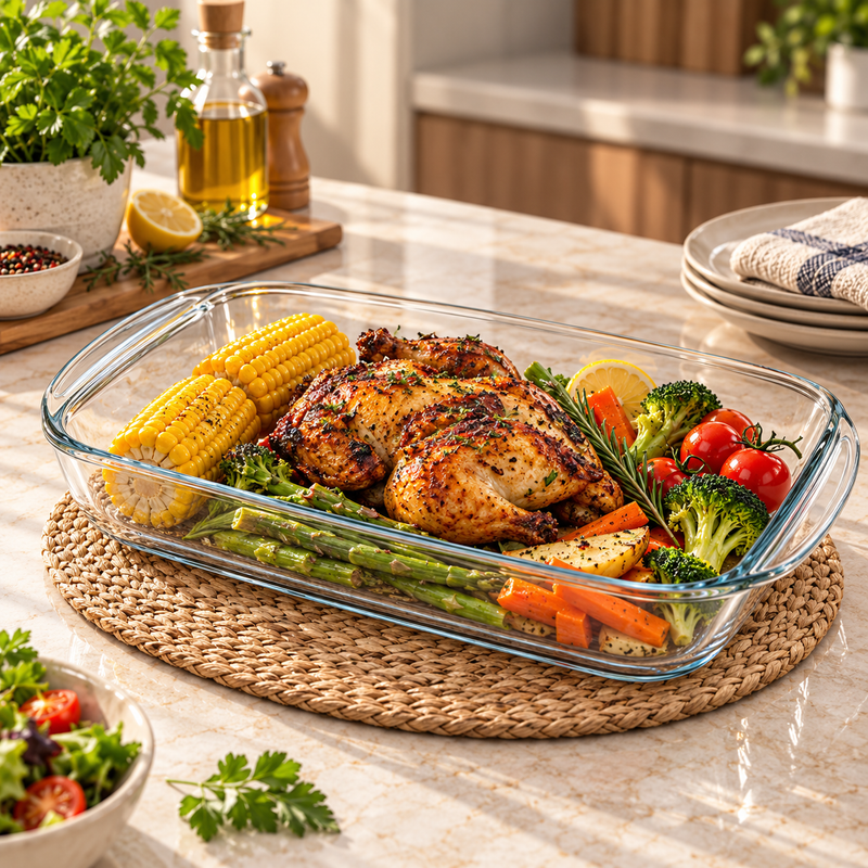 Rectangular Glass Dish 2L – Clear Baking & Serving Dish 1Pc