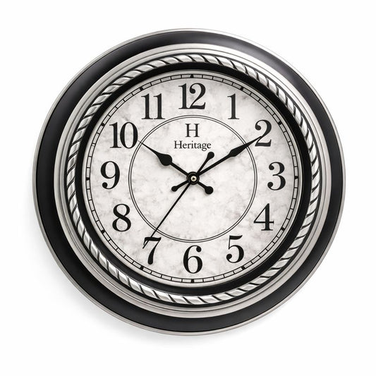 Titanic Wall Clock – Black & Silver Vintage Design with Plastic Frame, Silent Quartz Movement - Habitt