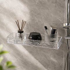 Acrylic Adhesive Straight Shelf 1PC – Clear Wall-Mounted Storage Rack for Bathroom, Kitchen & Home Organization