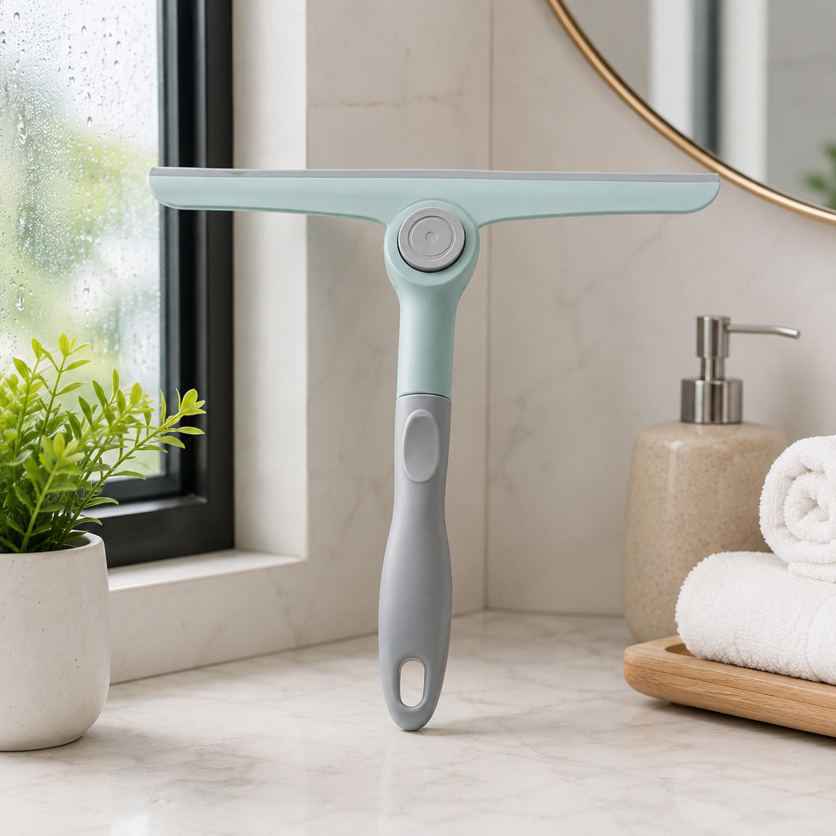 Foldable Press Button Cleaning Wiper | Multi-Purpose Glass & Window Squeegee