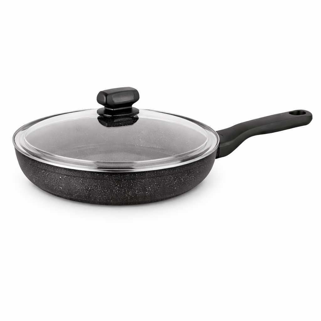 Ornella Aluminum Frypan with Glass Lid – 28x5.5 cm / 24x4.7 cm - Habitt
