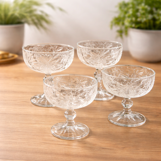 Elegant Cutwork Ice Cream Dessert Bowls – Vintage Style Serving Cups (Set of 4) - Habitt