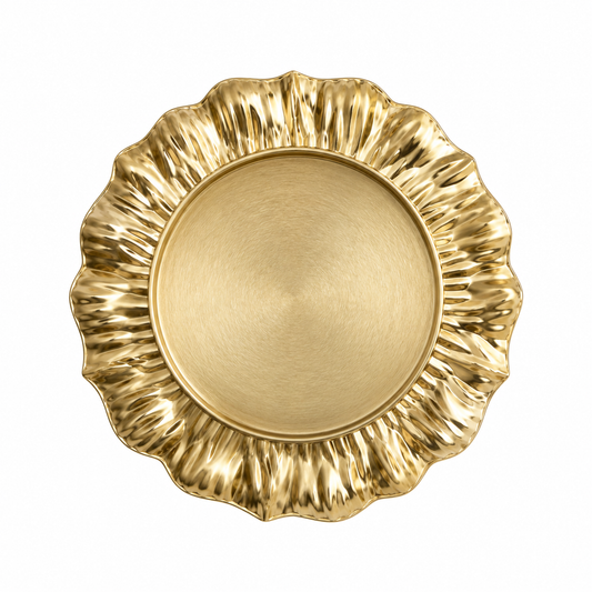 Golden Round Dish 13" – Luxury Decorative Serving Platter for Dining & Home Décor - Habitt