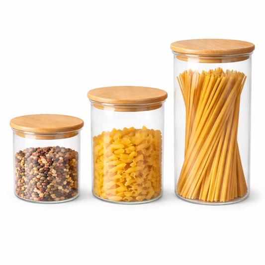 Clear Glass Storage Jar with Wooden Lid