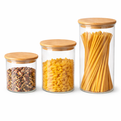 Clear Glass Storage Jar with Wooden Lid