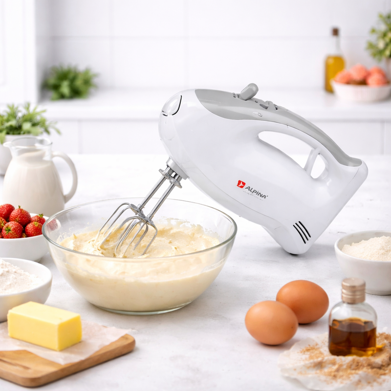 Alpina Hand Mixer 200W with Multiple Speeds, Beaters & Dough Hooks – Compact Electric Mixer (SF-1010) - Habitt