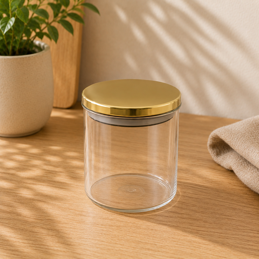Transparent Storage Jar with Steel Cap | Kitchen Storage Container