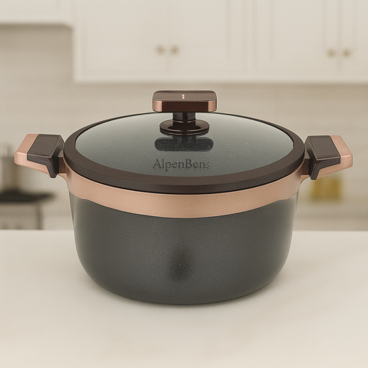 28cm Nonstick Pot with Glass Lid – Grey & Copper Finish